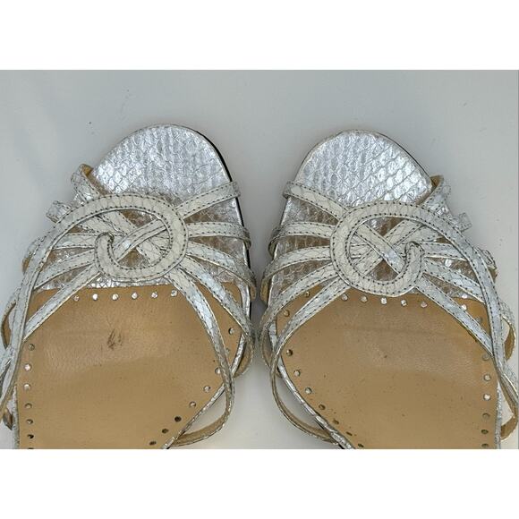 NEW $325 Y2K RARE Kate Spade Italy Metallic Snakeskin Silver Slingback Heels - Picture 8 of 15